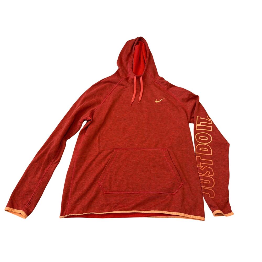 Nike Dri-Fit Womens Hoodie Size Large Red/Orange Just Do It Thumbholes